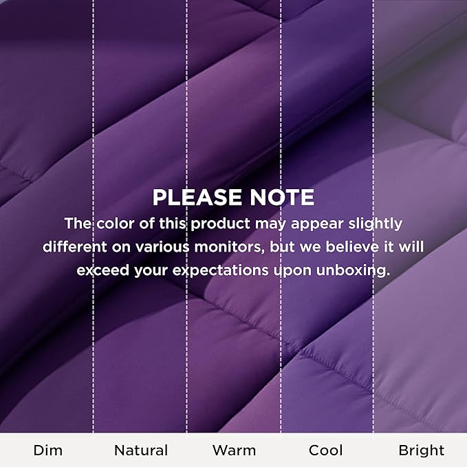 Bedsure Comforter Duvet Insert - Quilted Comforters Oversized King, All Season Duvet, GentleSoft Down Alternative Bedding Blanket, with 8 Tabs, Gifts for Women/Men, Purple, Oversized King 116x98 Inch