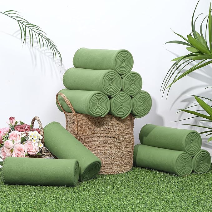 20PCS Sage Green Blankets Bulk 50 X 60, Soft Lightweight Throw Blanket Kit Cozy Blankets Bulk for Bed Sofa Couch Warm Pet Fleece Blanket Set for Wedding Homeless Home Office Travel Gift for Seasons
