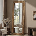 FICTOR Wooden Full Length Mirror, 65"x24" Solid Wood Frame Floor Mirror, for Farmhouse, Bedroom, Living Room, Entryway Decor, Leaning or Hanging