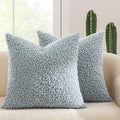 MIULEE Pack of 2 Throw Pillow Covers 18x18 Inch Light Blue Faux Fur Decorative Sherpa Pillow Covers Fuzzy Accent Soft Sheepskin Fleece Cushion Cases for Boho Home Decor Couch Living Room Bed
