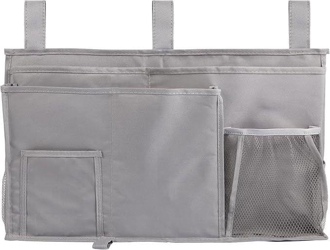 Joyfulife Bedside Caddy Bunk Bed Organizer Bedside Storage Organizer Hanging Bed Organizer Storage Bag Pocket for Bunk, Hospital Beds, College Dorm Rooms, Baby Bed Rails, Camp 8 Pockets (A-Gray)