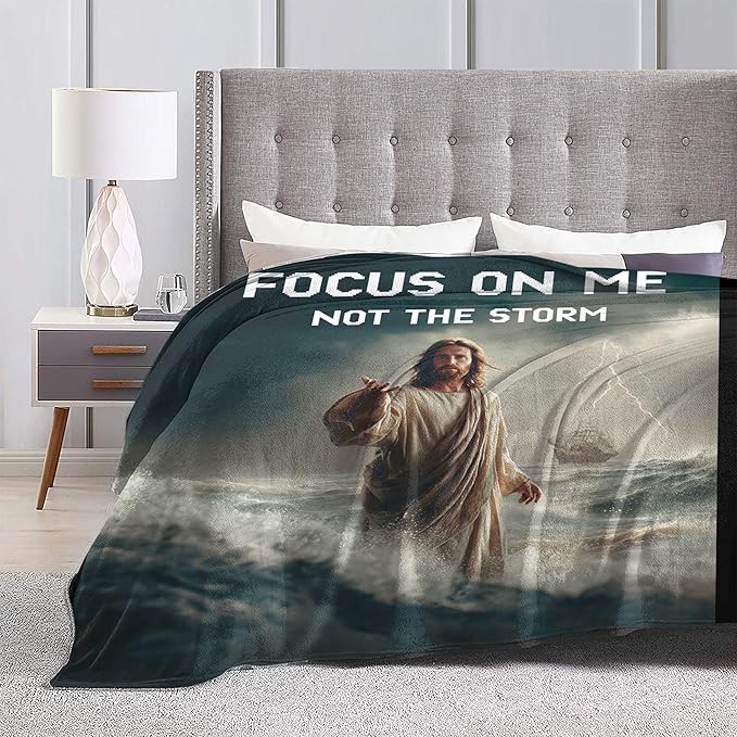 Jesus Throw Blanket Soft Warm Cozy Funny Christian Blankets Fuzzy Plush Fleece Religious Faith Jesus Blanket Gifts for Couch Bed Sofa Home Decor 40''X50''