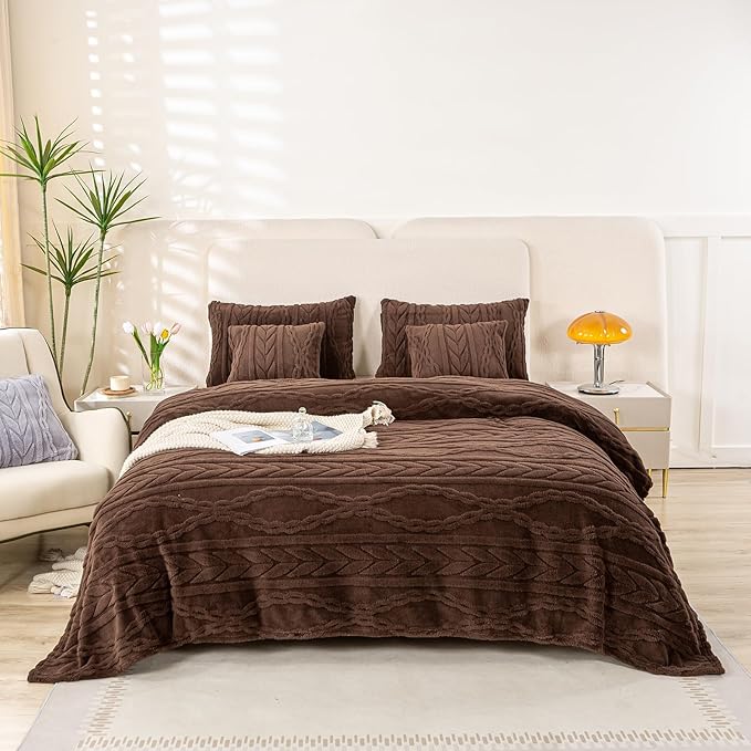 YUSOKI Twin XL Blanket Single Layer,Weight(3.1lb),370GMS-3D Stylish Design for Gift Home Decor (Brown,65"x90")
