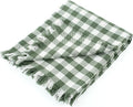 100% Cotton Throw Blanket Plaid Soft Lightweight Cozy Farmhouse Tassels Summer Thin Breathable Throws for Couch Sofa Bed (60" × 80" Green)