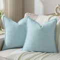 FUTEI Light Blue Decorative Throw Pillow Covers 22x22 Inch Set of 2,Soft Houndstooth Gingham Textured Cushion Case,Modern Home Decor for Couch Bed Living Room