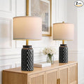 20.5" Black Modern Ceramic Bedside Lamp Set of 2 for Bedroom Decor Farmhouse Table Lamp for Living Room Office Dorm