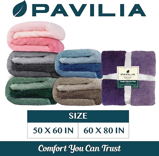 PAVILIA Fluffy Sherpa Throw Blanket Ombre | Gradient Plush, Soft, Fuzzy, Decorative Accent Throw Blanket for Couch Sofa Bed | Cozy Warm Decorative Furry Faux Fur Blanket, 50x60 Inches Green