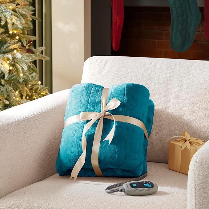 Beautyrest Heated Blanket, Eletric Throw Blanket, Soft, Warm, Reversible Plush - Sherpa Heating Blanket Throw for Office, Couch, 3 Heat Settings, 2 hr Auto Shut Off, Machine Washable, 50 x 60 Teal