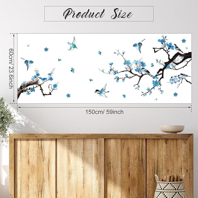 Zonon 6 Pcs Flowers Wall Decals Stickers Vinyl Removable Peel and Stick Colorful Dragonflies Floral Wall Murals Decor for Bedroom Living Room Nursery(Birds)
