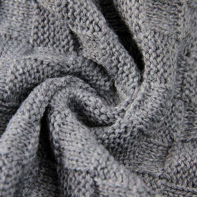 LAWKUL Baby Blankets for Boys Cable Knitted Baby Blanket Girl Airy Soft Newborn Receiving Swaddle Stroller Crib Grey 40"x30"