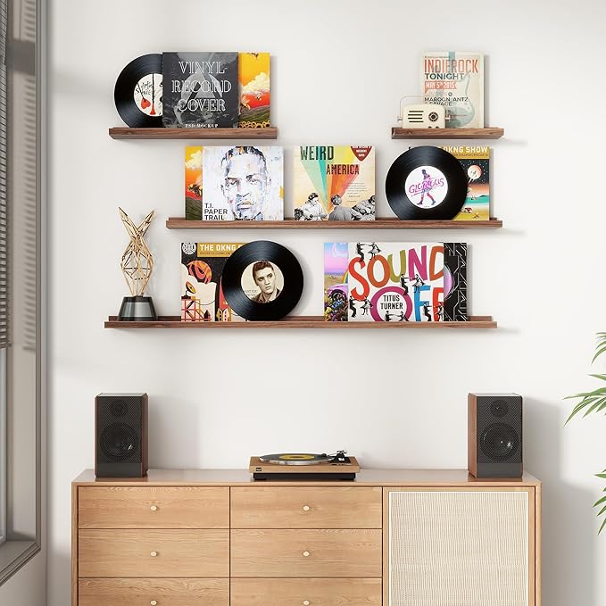 Floating Picture Ledge Shelves Set of 4, 56 Inch Shelves with Lip - Large Nursery Book Shelf for Toys Storage, Kids Bookshelf Wall Mounted Living Room Bedroom Decor Frames