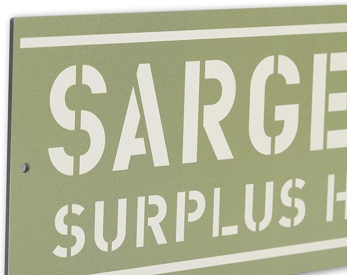 Disney Pixar Cars Sarge's Surplus Hut Metal Wall Decor - Authentic Cars Sign for Bedroom or Movie Room