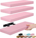 Sorbus Floating Shelves for Wall – 16 Inch Floating Shelf for Kitchen, Bedroom, Living Room, Bathroom, Home & Wall Decor - Mounted Bathroom Shelves with Invisible Brackets (Soft Pink, 4 Pack)