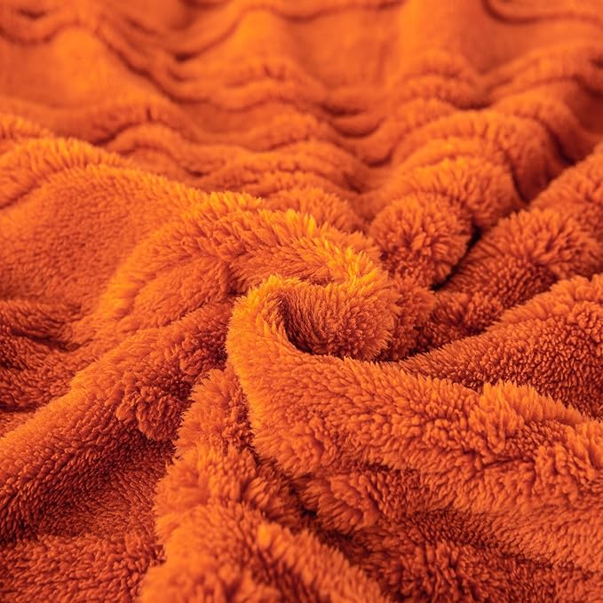 YUSOKI Queen Size Blanket Single Layer,Weight(4.4lb),370GMS-3D Stylish Design for Gift Home Decor (Burnt Orange,90"x90")