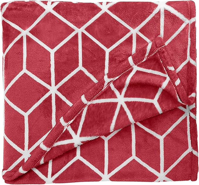 Elegant Comfort Luxury Velvety-Soft Coral Flannel Blanket Micro-Velour Ultra-Softness Fuzzy Plush, Full/Queen, Burgundy