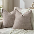 FUTEI Coffee Decorative Throw Pillow Covers 18x18 Inch Set of 2,Soft Houndstooth Gingham Textured Cushion Case,Modern Home Decor for Couch Bed Living Room