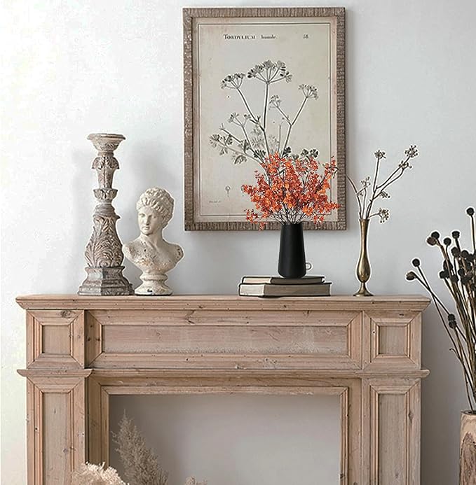 Mandy's Burnt Orange Artificial Baby’s Breath Flowers 15 Bundles Silk Gypsophila, 18.5 Inch European Style Modern Home Decor Centerpiece, Neutral Wedding Flower Arrangements