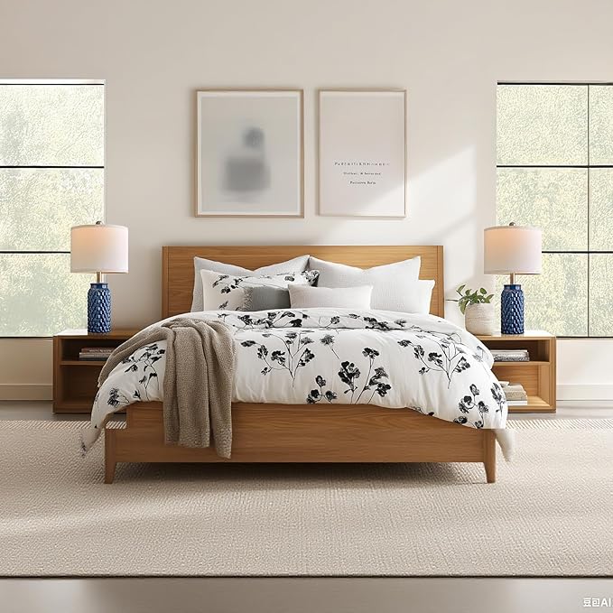 20.5" Small Bedside Lamps Set of 2 with 5FT Cord, Blue Ceramic Modern Farmhouse Table Lamps for Nightstand, Living Room, Bedroom, 3D Honeycomb Stylish End Table Lamps(Bulb Not Included)
