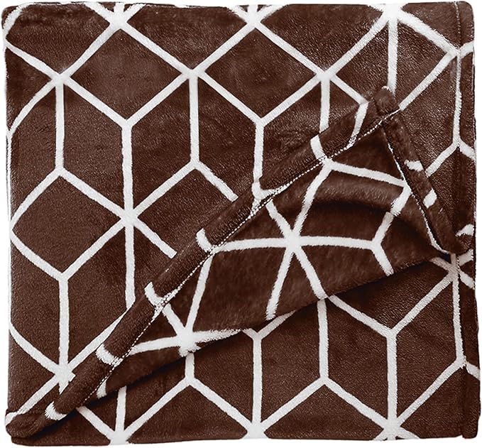 Elegant Comfort Luxury Velvety-Soft Coral Flannel Blanket Micro-Velour Ultra-Softness Fuzzy Plush, Full/Queen, Chocolate Brown