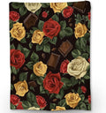 Rose & Chocolate Blanket | Soft Warm Fuzzy Lightweight Flannel Throw Blanket Perfect for Couch, Bed, Travel & Outdoor Use, Cozy Blankets for Adults Women Girls 50×40 in