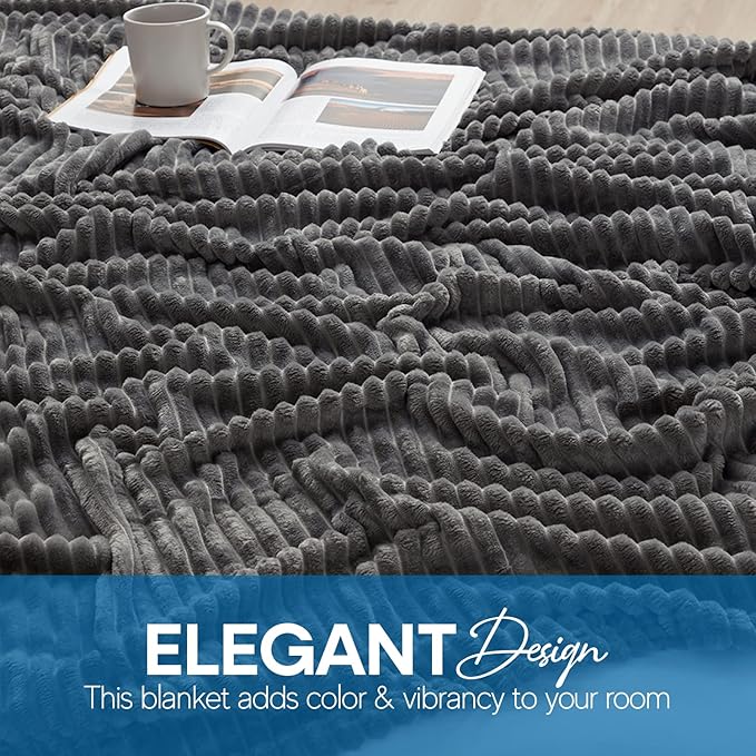 Nestl Grey Throw Blanket for Couch - Cozy Warm Fuzzy Blankets for Women, Plush Small Fleece Throws for Girls - Gray, 50 x 60 Inches