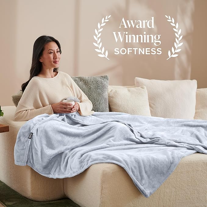 Bare Home Fleece Blanket - Full/Queen - Ultra-Soft Lightweight for Bed, Sofa, and Couch - Luxury Microplush - Cozy Warm Blanket (Full/Queen, Blue Mist)