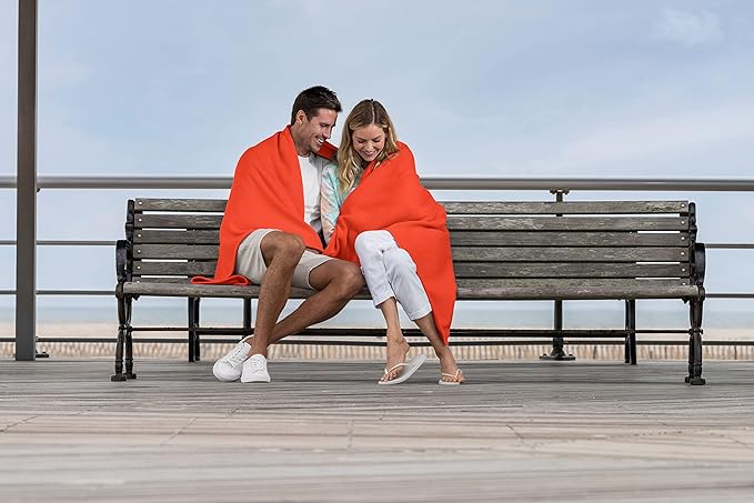 MV Sport Lightweight Sweatshirt Blanket Throw – Warm & Cozy, Breathable Oversized Fleece Knit, Couch, Bed, Travel, Cold Nights, and Outdoors – Soft Light Weight Blanket 54" x 84" Orange