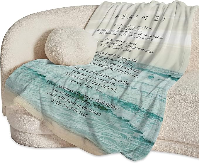 Christian Bible Psalm 23 Throw Blanket - Religious Verse Gifts and Decor for Girls, Women, Men, Kids, Adults - Soft Warm Cozy Fleece for Couch, Sofa, Bed 60"x50"