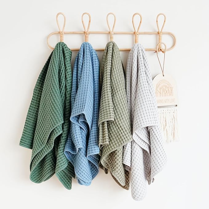 Konssy Waffle Baby Blanket - Soft & Cozy Nursery Swaddle Blanket, Lightweight Toddler Throw for Boys & Girls, Ideal for Wrapping(Amy Green)