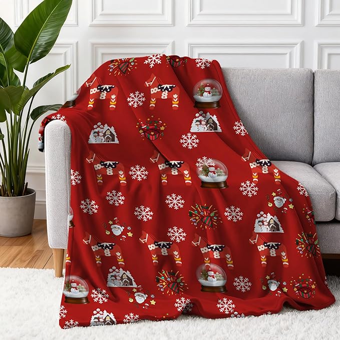 Cute Christmas Blankets and Throws for Adults/Women/Boys/Kids, Holiday Fleece Throw Blanket for Couch/Sofa, Holiday Decor, Christmas Decorations/Gifts 50"x 60"