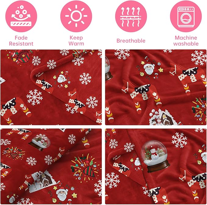 Cute Christmas Blankets and Throws for Adults/Women/Boys/Kids, Holiday Fleece Throw Blanket for Couch/Sofa, Holiday Decor, Christmas Decorations/Gifts 40"x 60"