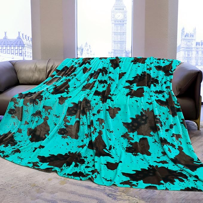 Queen Size Blanket for Couch - Oversized Microfiber Lightweight Turquoise Fuzzy Throw, Gift for Women, Bed & Sofa Ultra-Soft Fleece Home Decor 90"x90"
