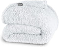Bare Home Faux Shearling Blanket - Throw Size - Blanket for Bed, Sofa, Couch, Camping, Travel, and Gifts - Warm & Lightweight - Fluffy & Soft (Throw, Solid White)