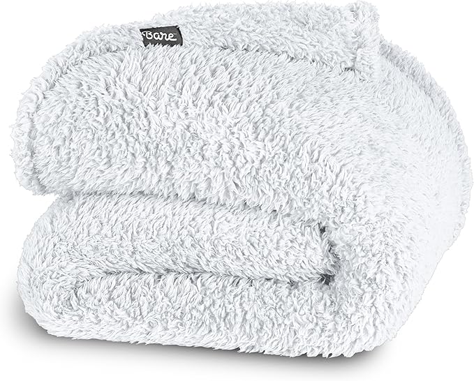 Bare Home Faux Shearling Blanket - Full/Queen Size - Blanket for Bed, Sofa, Couch, Camping, Travel, and Gifts - Warm & Lightweight - Fluffy & Soft (Full/Queen, Solid White)