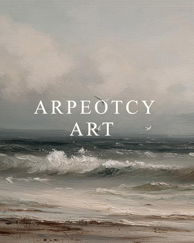 ARPEOTCY Extra Large Vintage Framed Wall Art, 36x54 Inch Coastal Ocean Gulls and the Sea Hanging Canvas Prints Scroll Wall Art Decor for Living Room Bedroom, Retro Scenery Pictures Above of Bed
