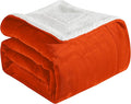Elegant Comfort Ultra Soft Reversible Flannel Sherpa Blanket - Cozy Silky Fleece Throw for Couch, Bed - Plush Fuzzy Warm Winter Blanket for Gift, Twin XL, Orange