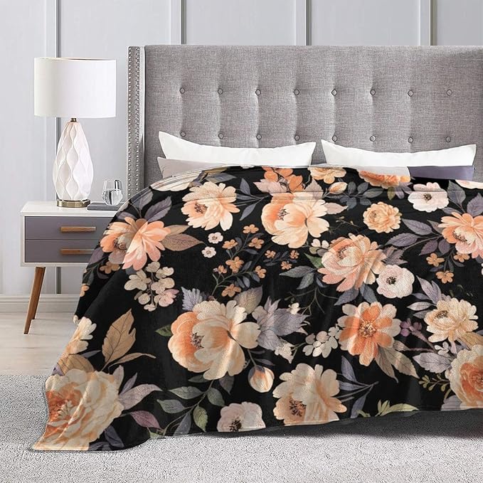 Flower Throw Blanket - Soft Plush Fleece Floral Bedding Blankets- Cozy Flower Stuff Gifts for Women Girls Kids 50"X60"