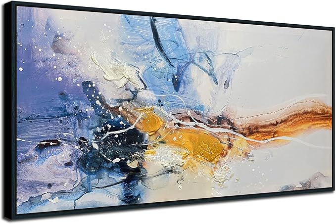 Ardemy Abstract Wall Art Canvas for Living Room Modern Framed Textured Painting Picture Bedroom Artwork Home Office Kitchen Dining Room Wall Decor, Black Wood Large 48"x24"