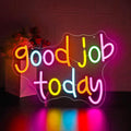 Neon Sign, HSJNJKFU Good Job Today Neon Signs for Wall Decor Led Light up Signs for Room, Library, Office, Party, Store, Business, Shop, Cafe, Home Decor Lights Sign, USB Powered