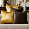 GIGIZAZA Brown Gold Pillow Covers 20x20,Velvet Soft Throw Pillow Covers Set of 4 Square Decorative Modern Pillows Covers for Living Room