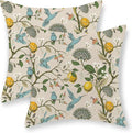 Chinoiserie Pillow Covers 16x16 Set of 2 Blue Green Bird Floral Throw Pillows Vintage Yellow Lemon Flowers Decorations Pillowcase Outdoor Chinoiserie Decor Linen Cushion Case for Couch Home