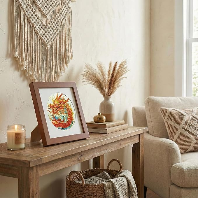 Newscz Framed Wall Art 8.3x8.3 Inch Modern Home Decor for Living Room Bedroom Wall Decor Above Bed & Office Aesthetic Gallery Wall Frame Set Farmhouse & Art Deco Decor Dining Room Kitchen Wall Decor (H-E01)