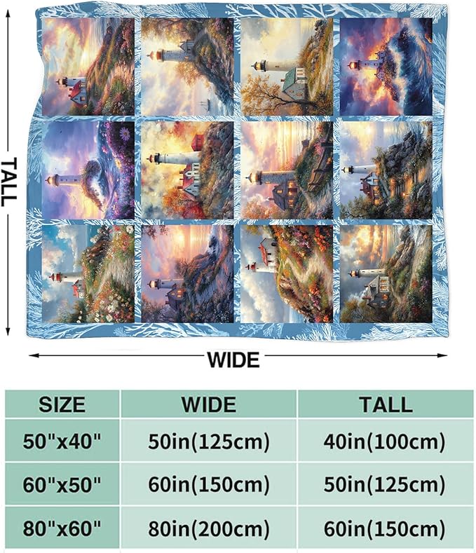 Lighthouse Blanket for Girls Women Boys Men Adults Kids Soft Cozy Fleece Nautical Throw Blankets Gifts Warm Flannel Plush Lightweight Decor for Couch Bed Sofa 80"X60"
