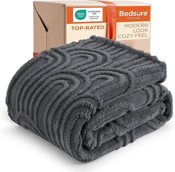 Bedsure GentleSoft Grey Throw Blanket for Couch - Super Soft & Cozy Summer Blankets for Women, Fluffy Fleece Throw for Girls, for Women Men, Ideal for Room, Home & Bedroom Decor, 50x60 Inches