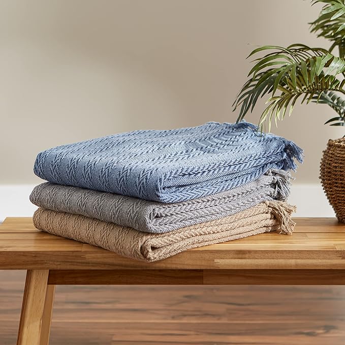 DII Industrial Tonal Textured Woven Throw 50x60, Cool Gray