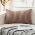 UGASA 14x20 Inch Pillow Cover Pack of 1 Soft Boho Stripe Corduroy Long Rectangle Lumbar Cushion Case Farmhouse Decorative Throw Pilowcase for Bed, Couch, Sofa, Bedroom, Living Room, Light Brown
