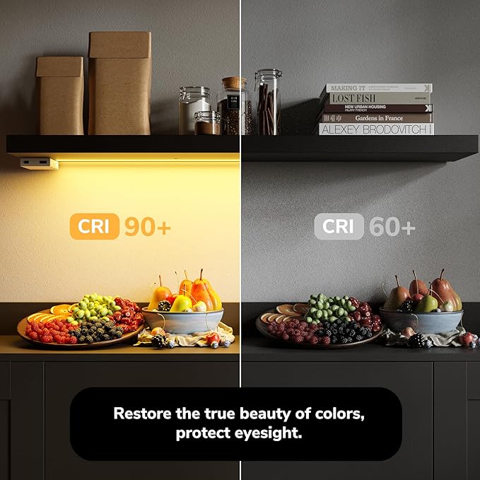 BAMEOS Floating Shelves with RGB LED, 31" Wall Mounted Wooden Shelves with Invisible Brackets, Set of 2, Hanging Wall Shelves for Bedroom, Bathroom, Living Room and Kitchen (Black)