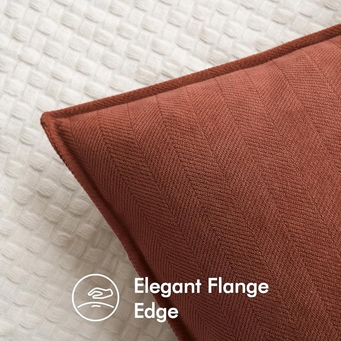 MIULEE Pack of 2 Rust Decorative Pillow Covers 18x18 Inch Soft Chenille Luxurious Couch Throw Pillows Farmhouse Cushion Covers with Elegant Design for Sofa Bedroom Living Room Home Decor