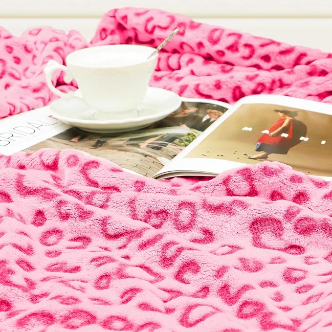 Warm Blanket Pink Soft Fleece Blankets Twin Size Throw Blankets for Bed Couch 60x80 Inches