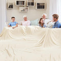 Big Oversized Soft Blanket, Giant Fleece Companion 120x120, California King Warm Blanket for Whole Family, Bed, Sofa, Couch, Travel, Camping 120x120 Cream